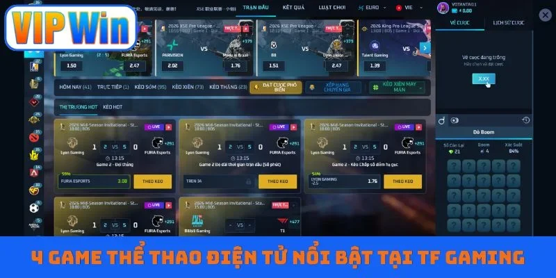 4 game thể thao điện tử nổi bật tại TF Gaming
